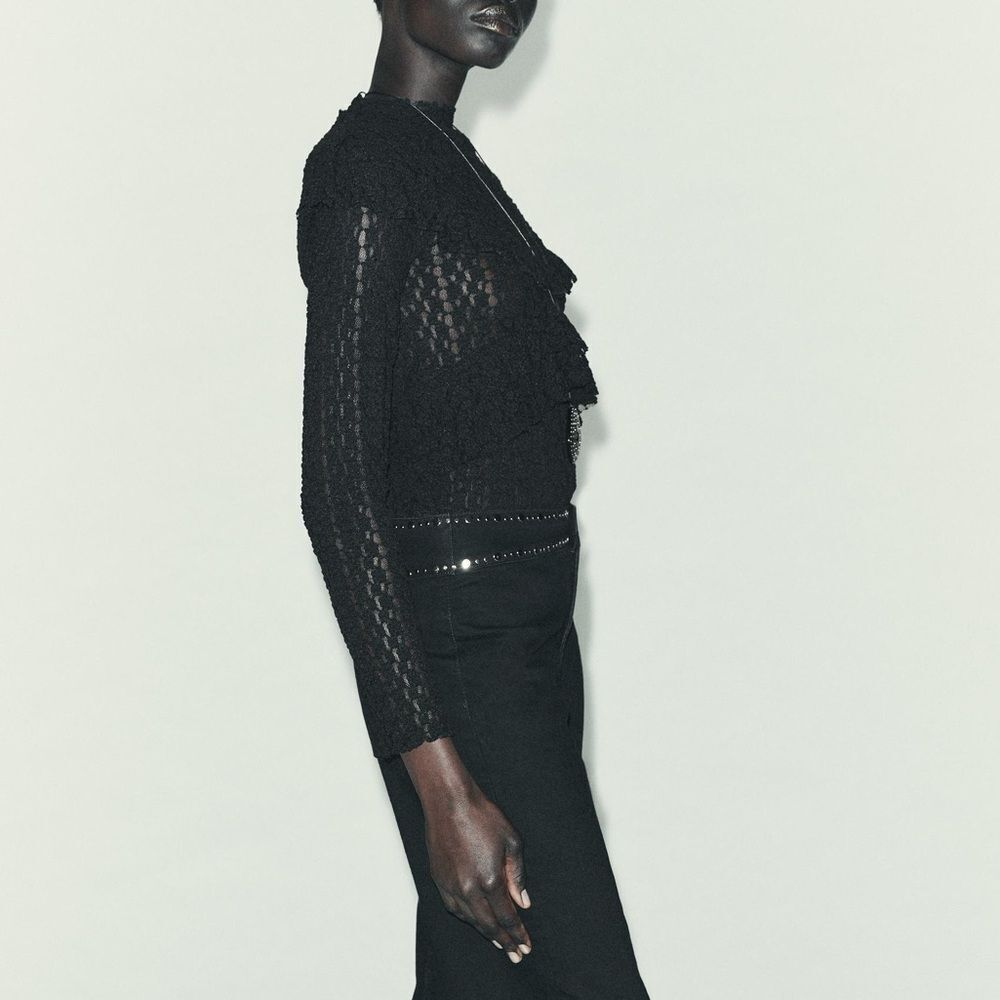 ZARA RUFFLED LACE TOP - Picture 5 of 9